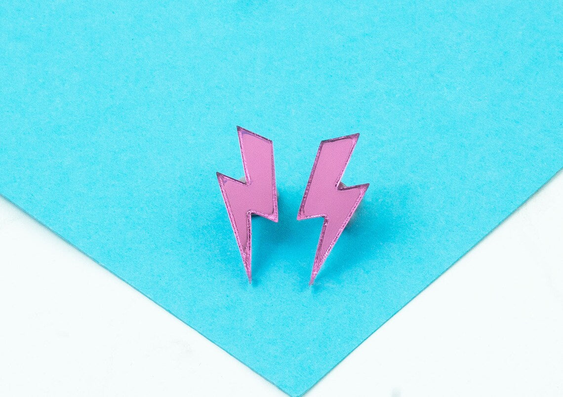 Lightning Bolt Acrylic Stud Earrings