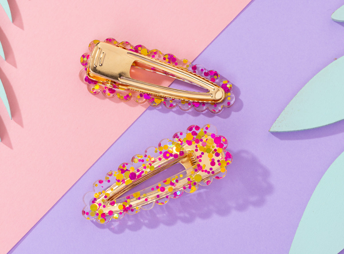 Pink confetti Hairclips