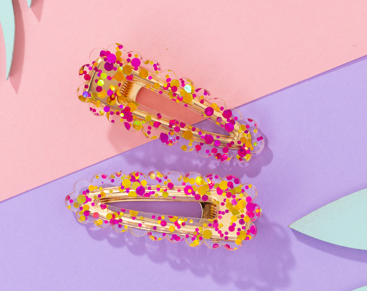 Pink confetti Hairclips