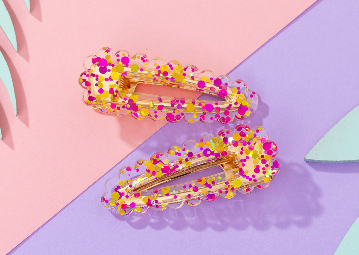 Pink confetti Hairclips
