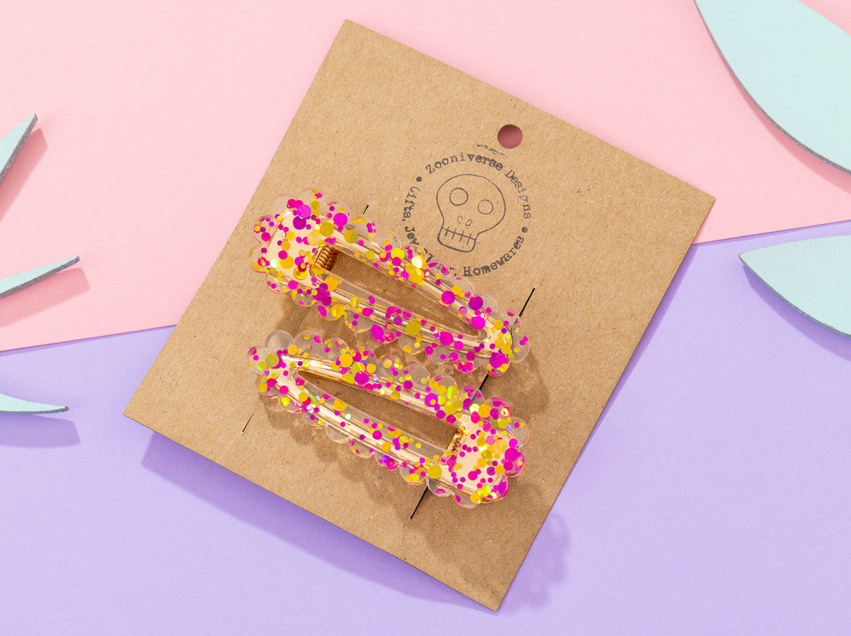 Pink confetti Hairclips