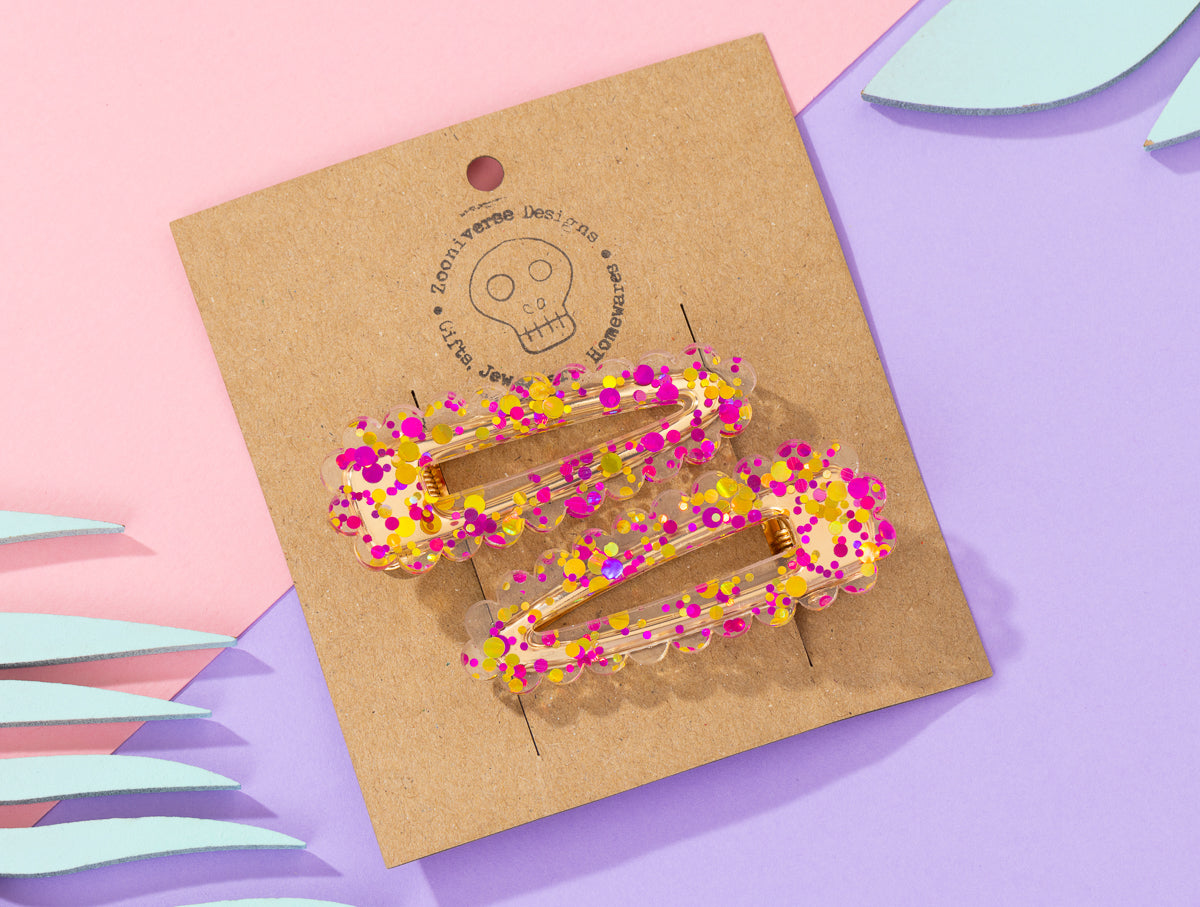 Pink confetti Hairclips