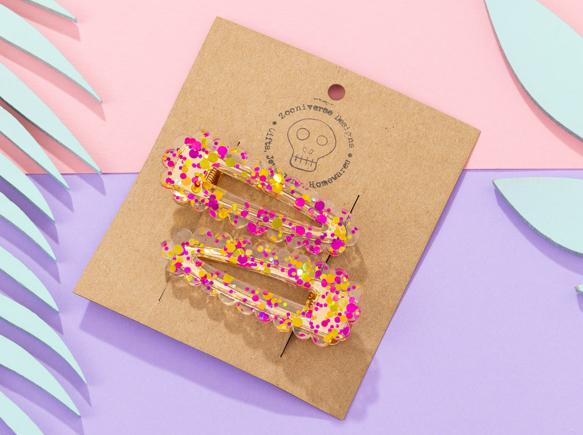 Pink confetti Hairclips