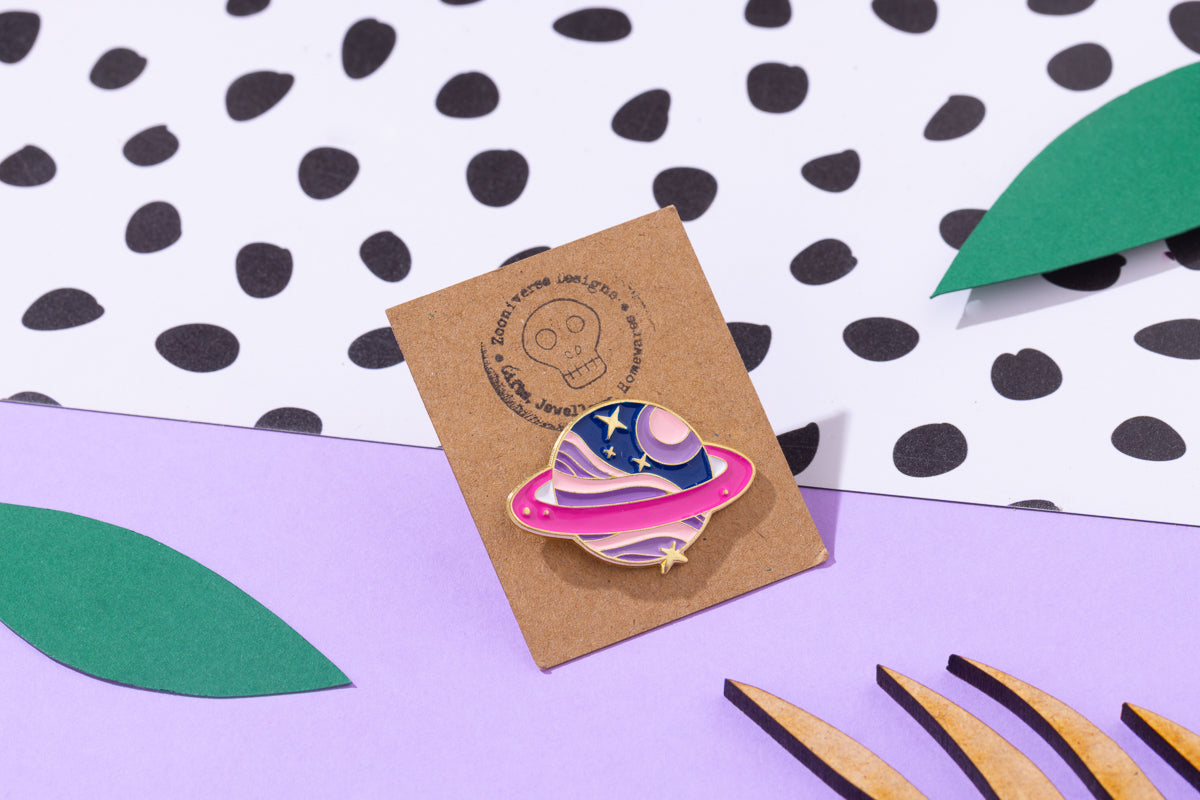 Planet, cosmos with Star Enamel Pin