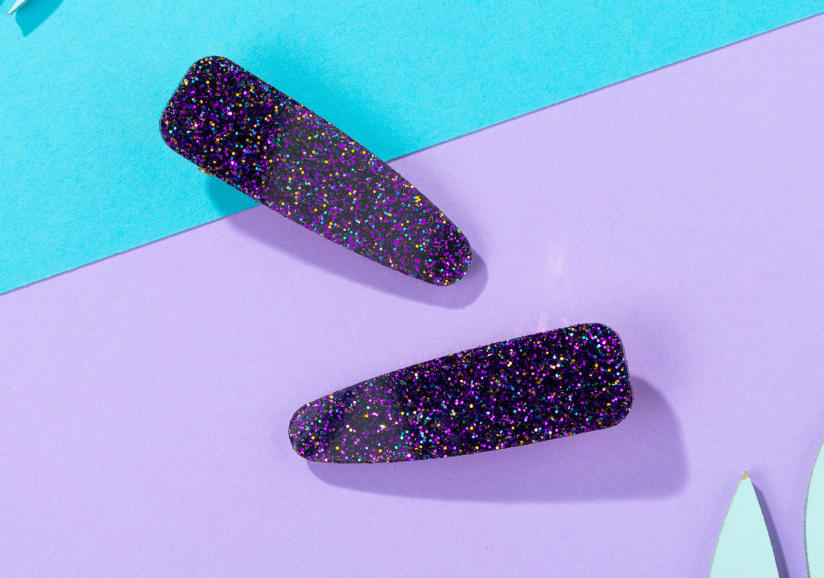 Purple Glitter Hairclips