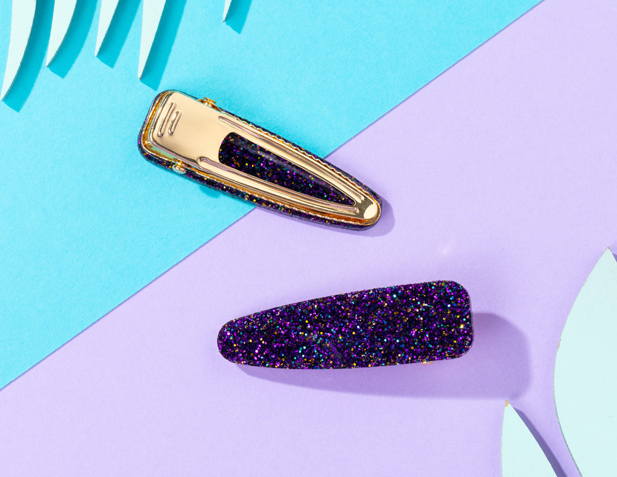 Purple Glitter Hairclips