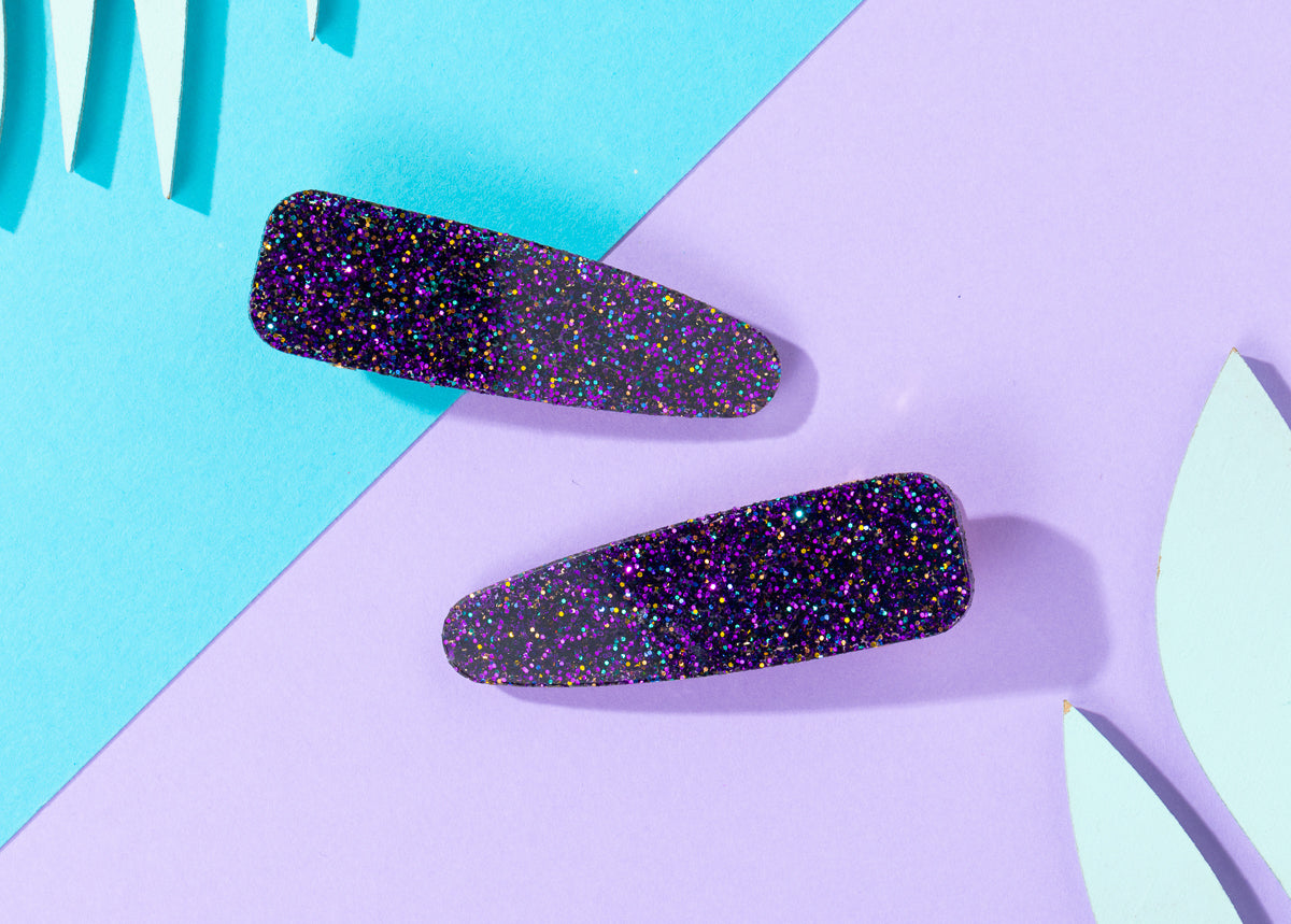 Purple Glitter Hairclips