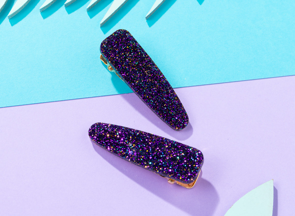 Purple Glitter Hairclips