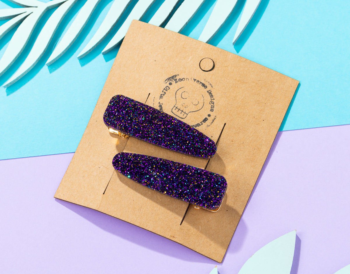 Purple Glitter Hairclips