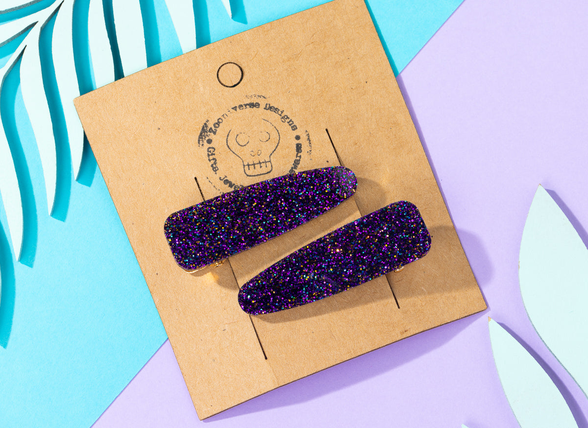 Purple Glitter Hairclips