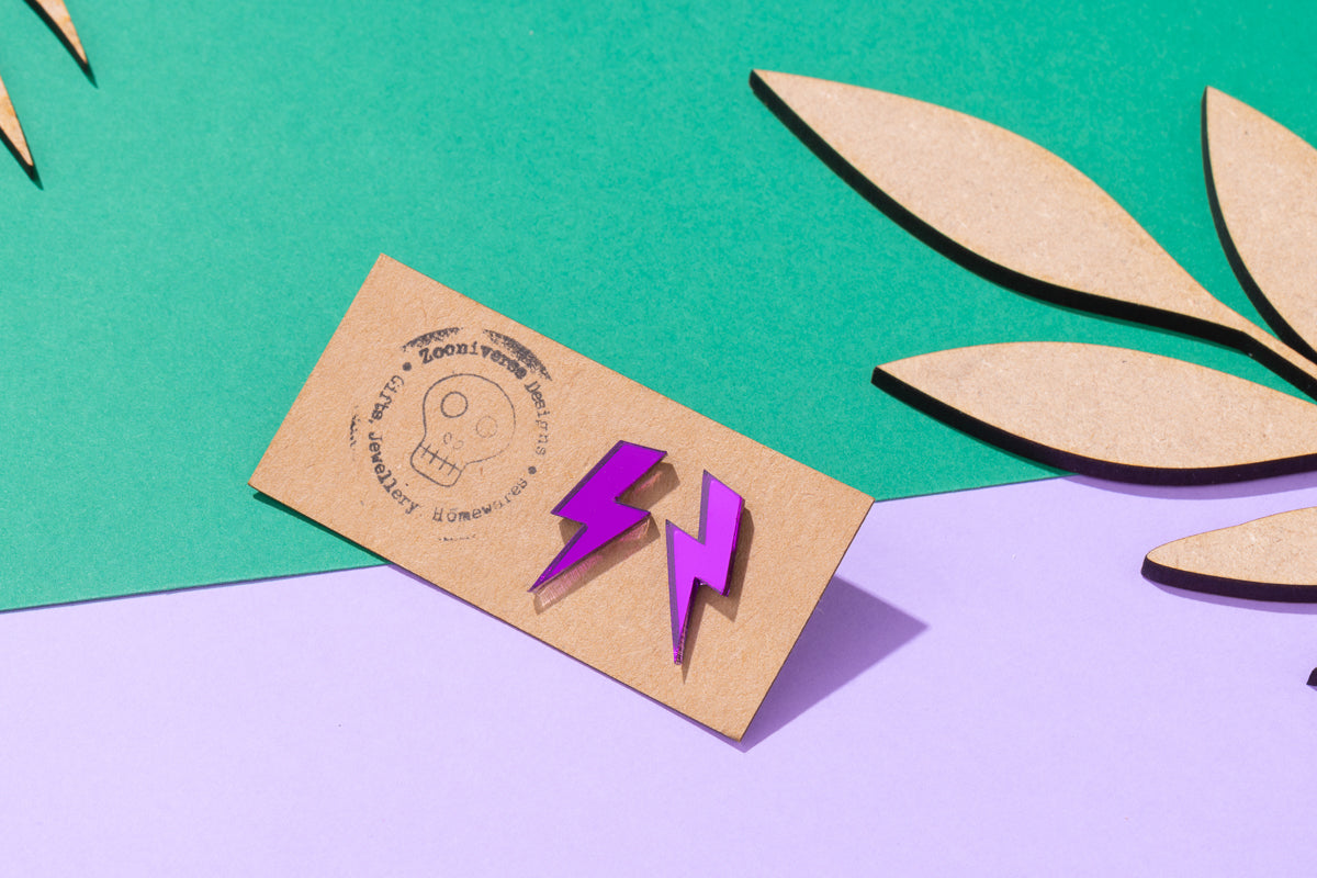 Lightning Bolt Acrylic Stud Earrings