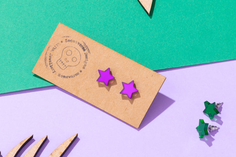 Mirrored Star Stud Earrings