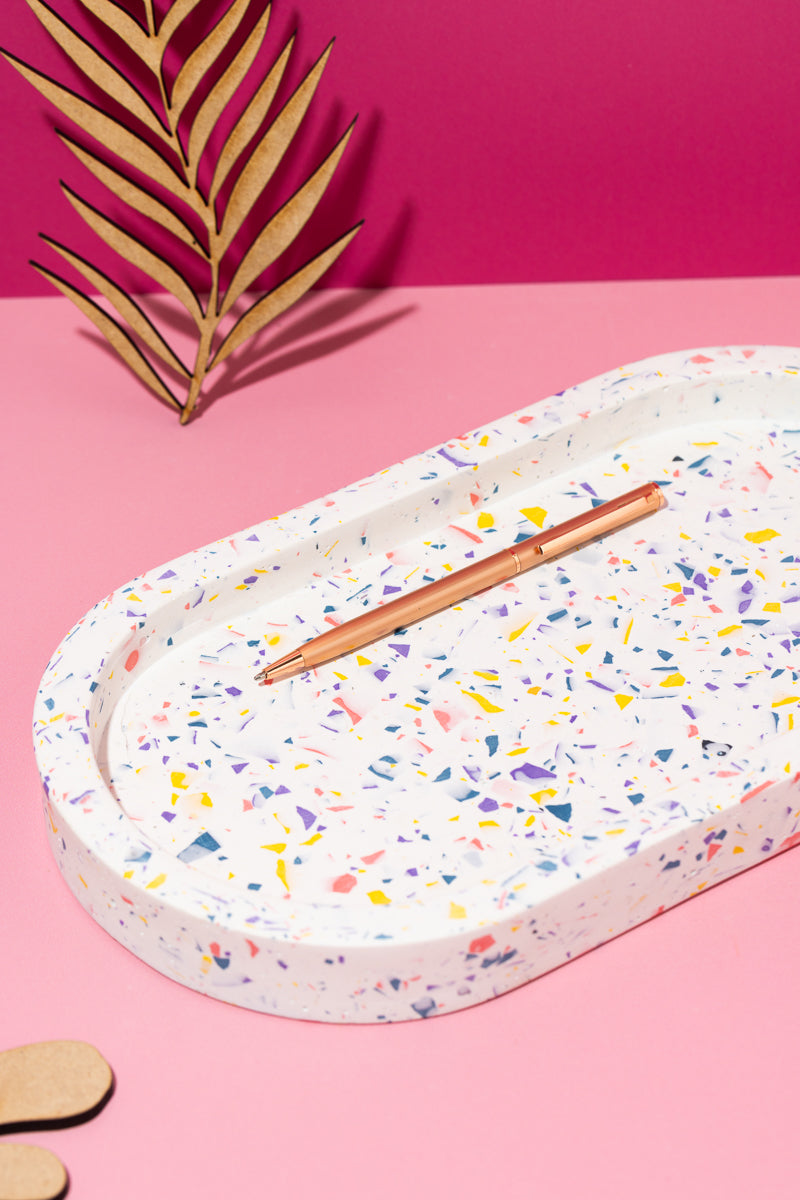 Purple, Yellow, Pink Blue Terrazzo Pill tray Large