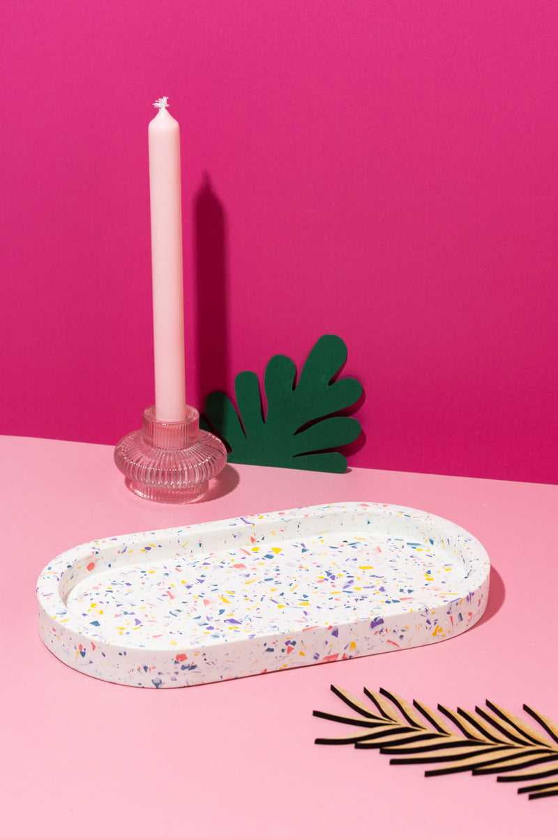 Purple, Yellow, Pink Blue Terrazzo Pill tray Large
