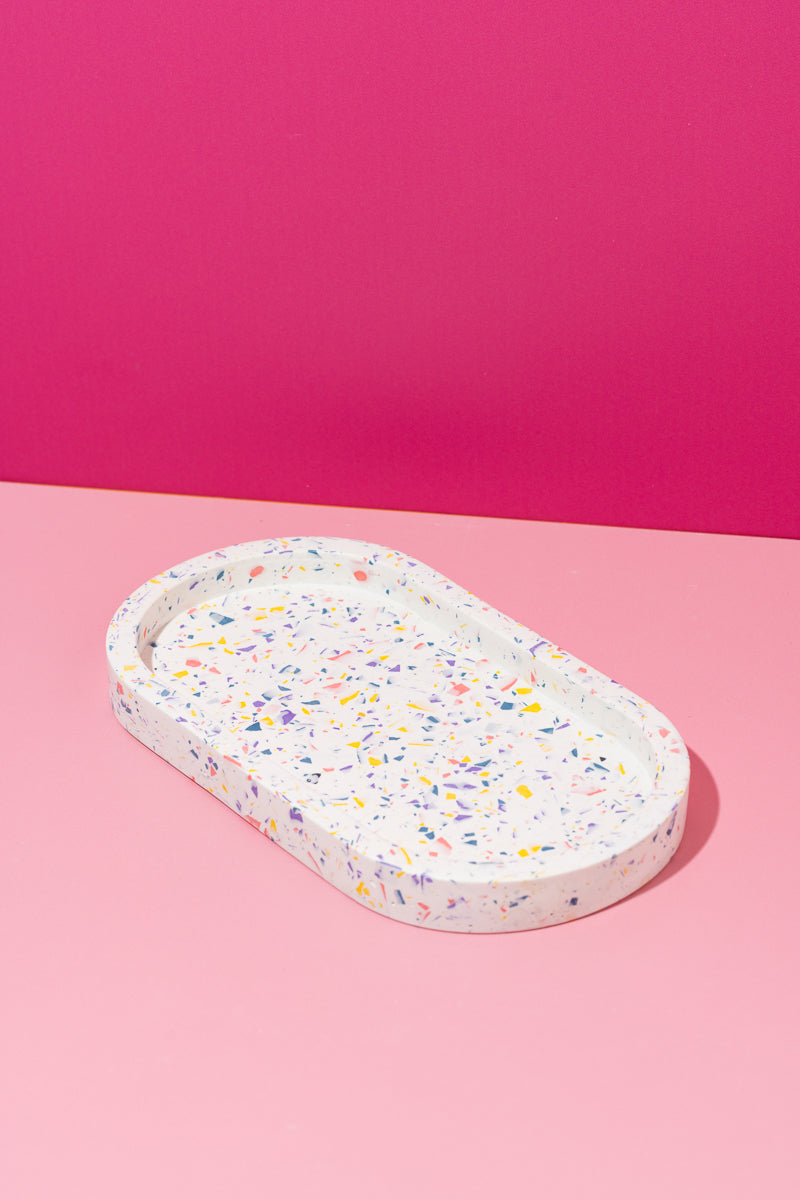 Purple, Yellow, Pink Blue Terrazzo Pill tray Large