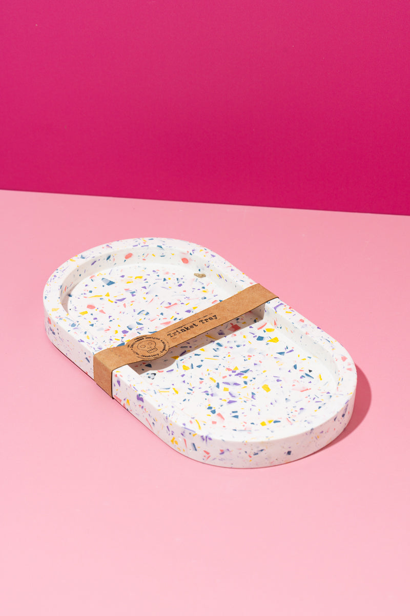 Purple, Yellow, Pink Blue Terrazzo Pill tray Large