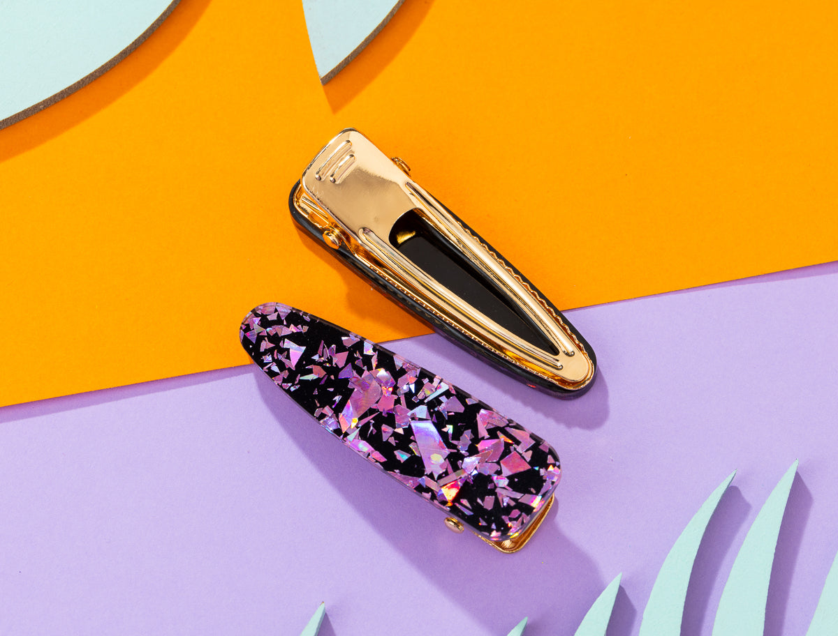 Purple chunky glitter Hairclips