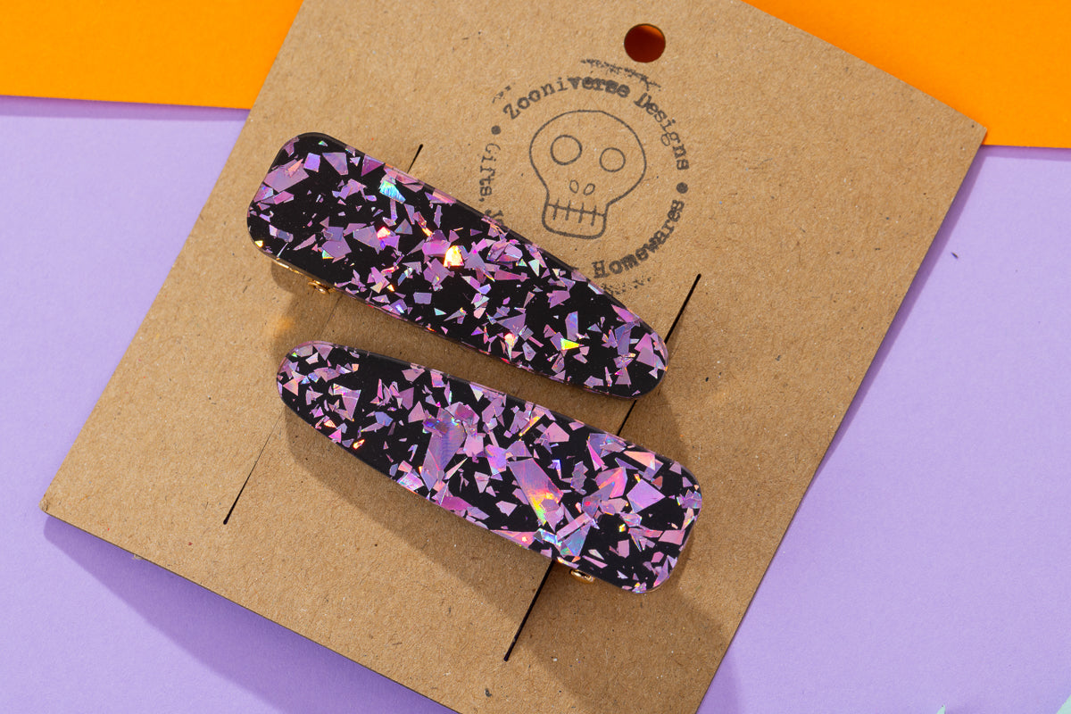 Purple chunky glitter Hairclips