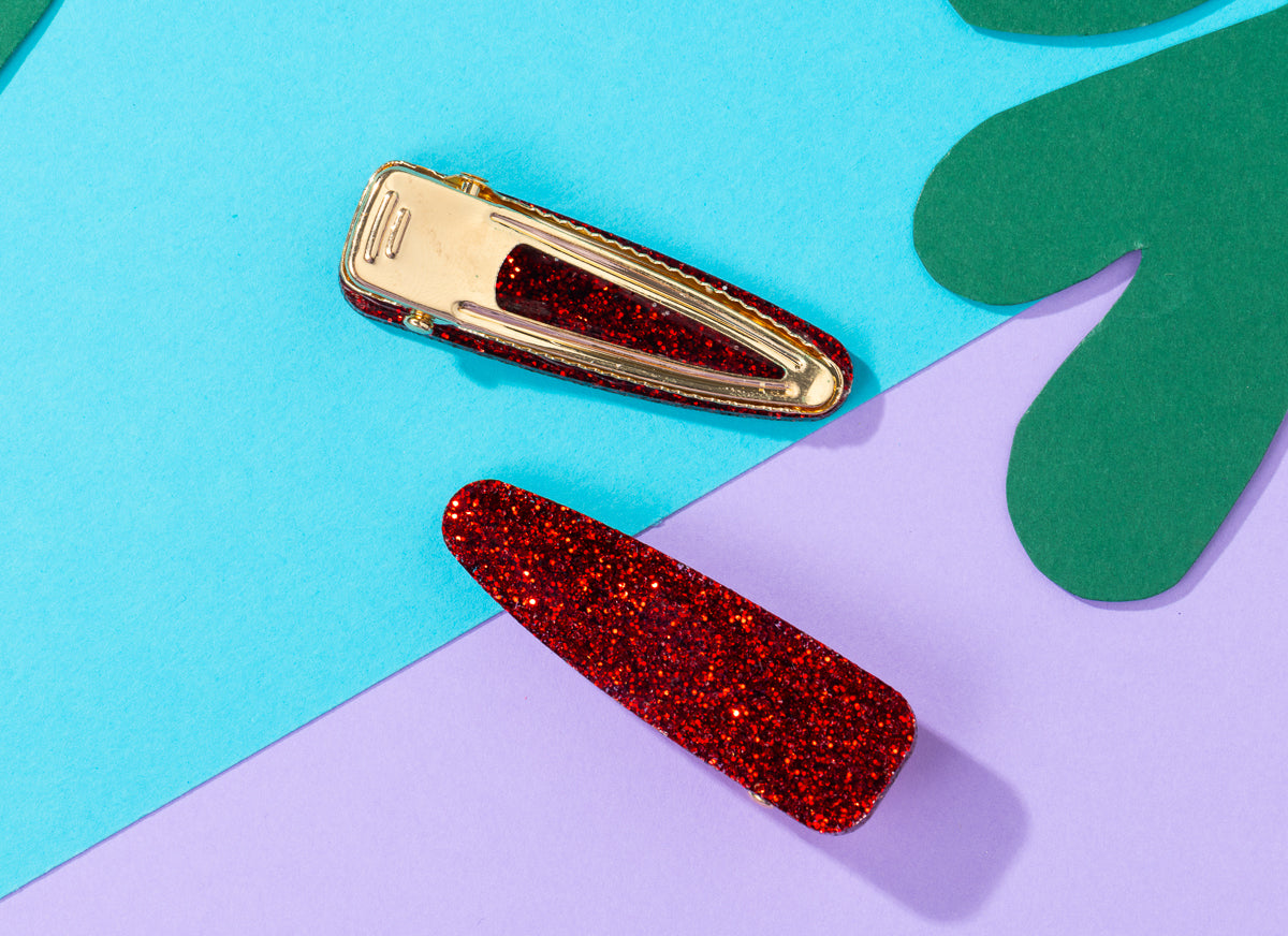 Red Glitter Hairclips