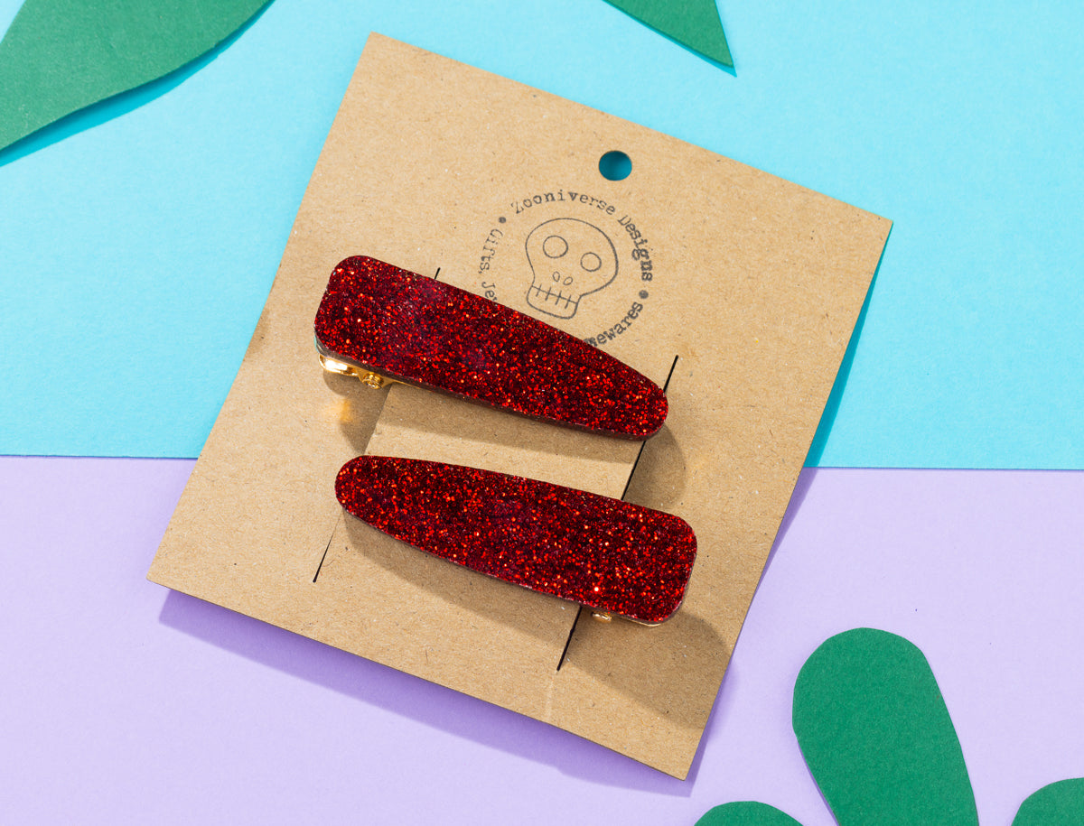 Red Glitter Hairclips