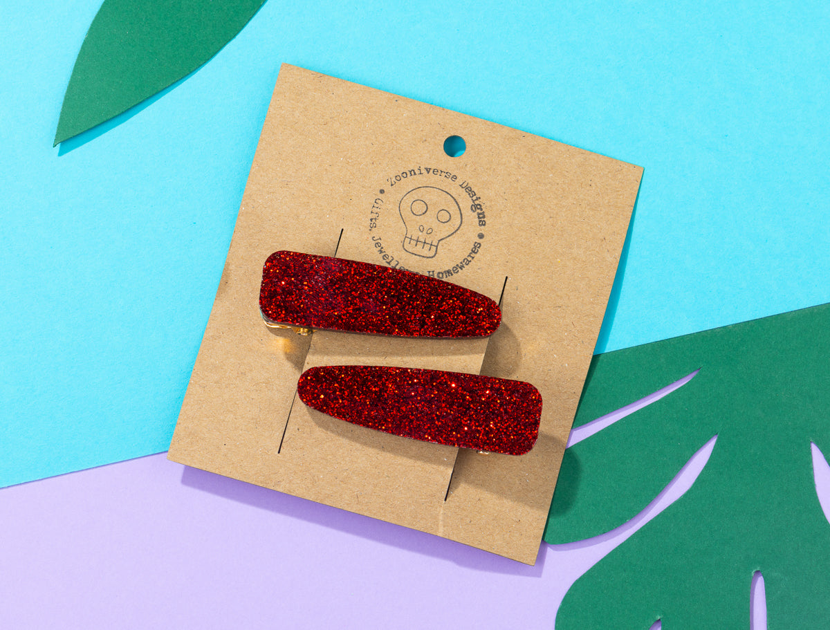 Red Glitter Hairclips