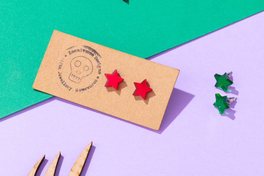 Mirrored Star Stud Earrings