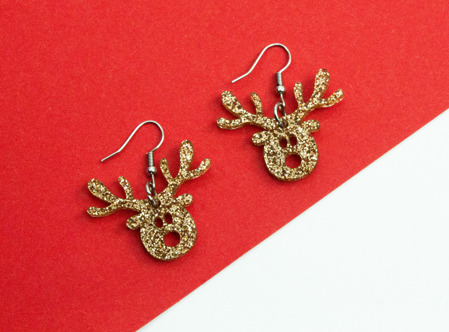 Reindeer Face glitter earrings