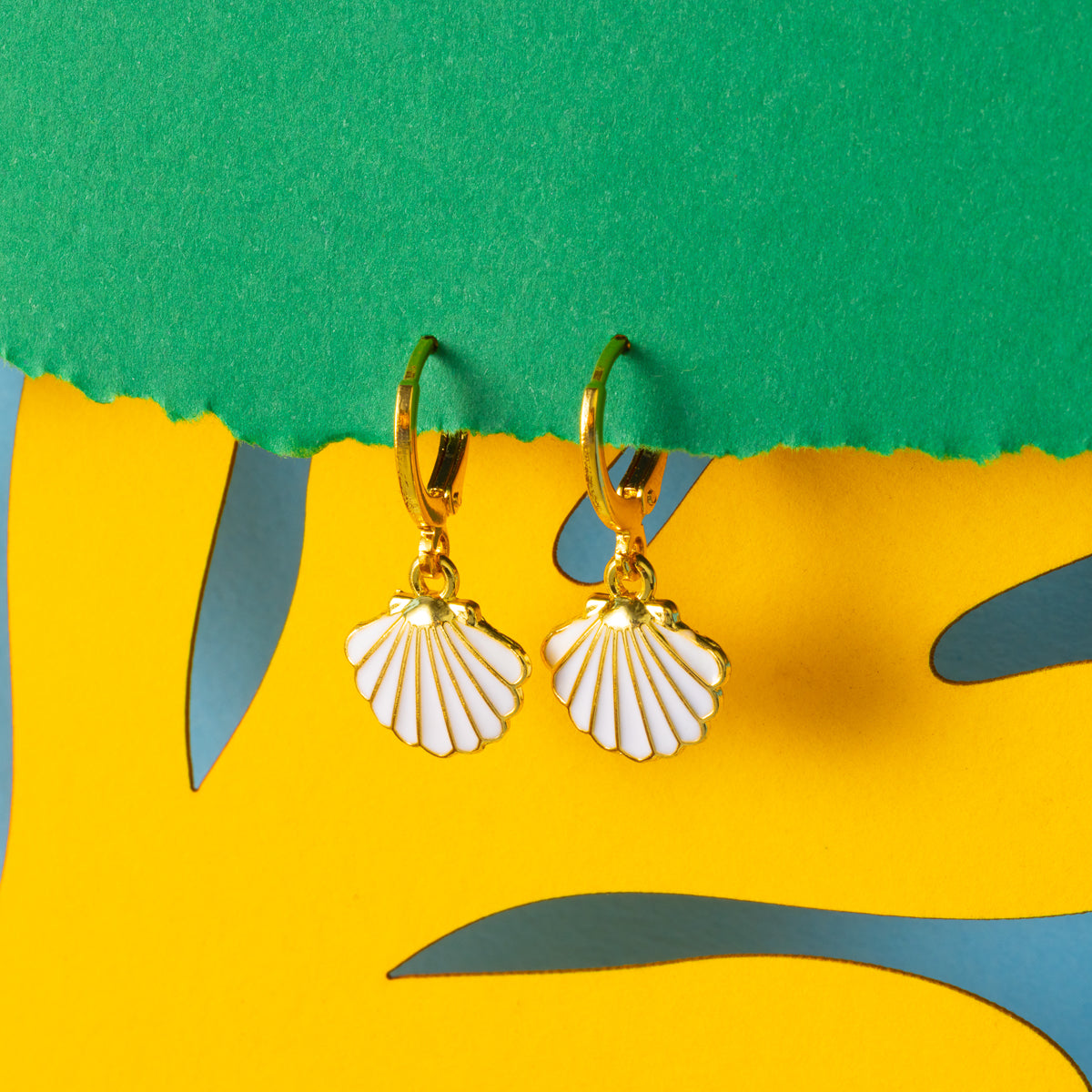 Shell Gold Huggie Hoops