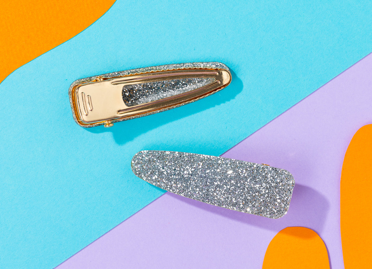 Silver Glitter Hairclips