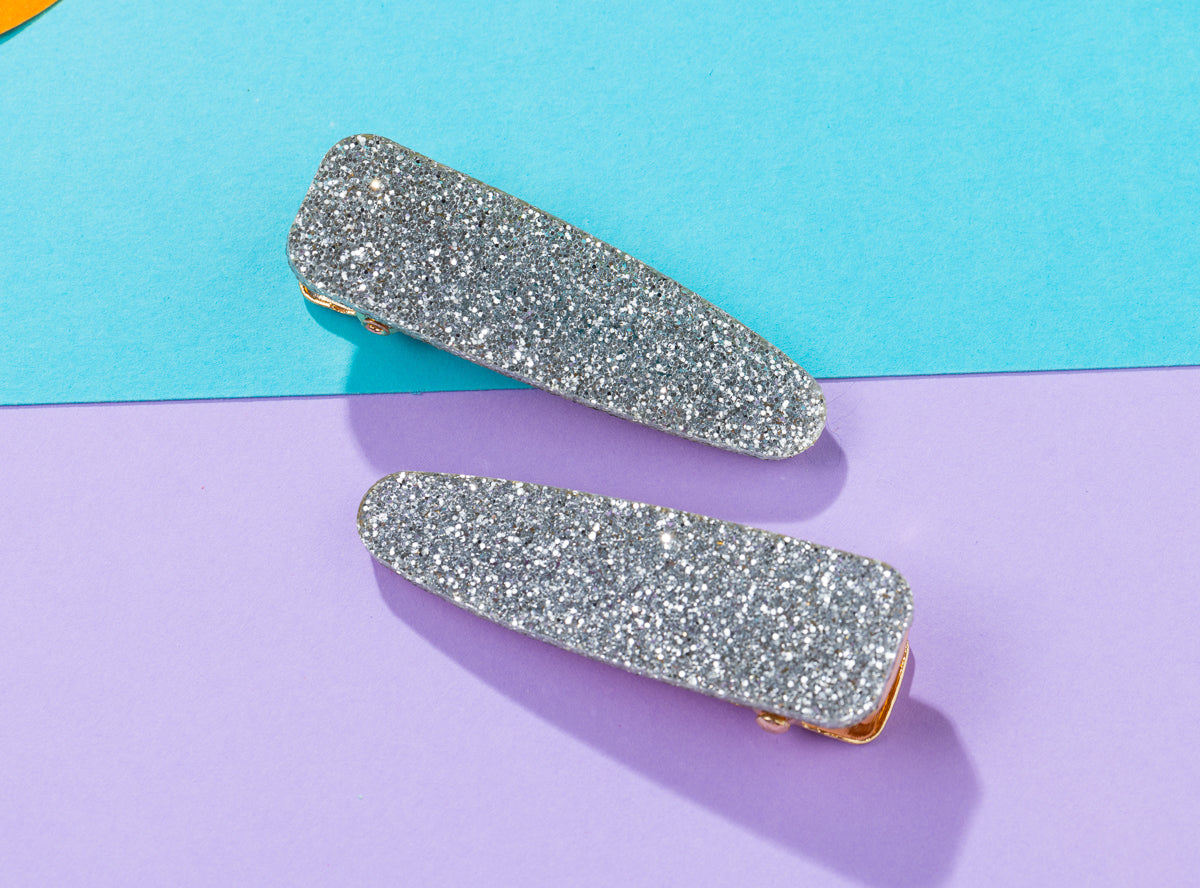 Silver Glitter Hairclips
