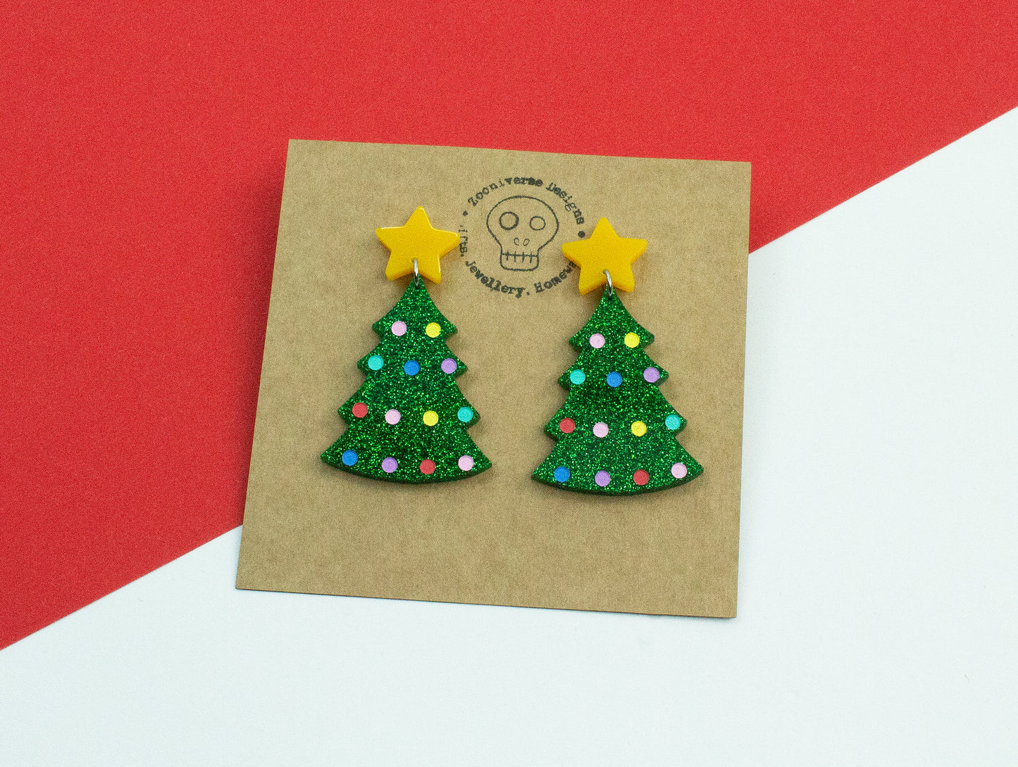 Star Glitter Christmas Tree Earrings