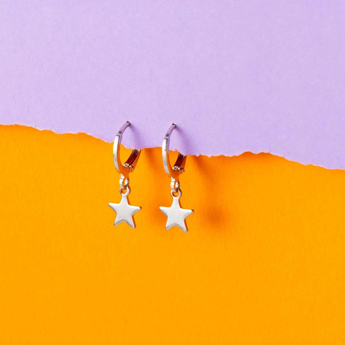 Star Gold Huggie Hoops Silver