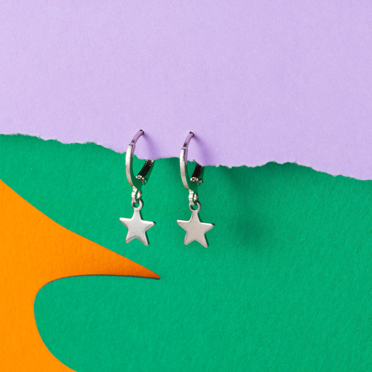 Star Gold Huggie Hoops Silver