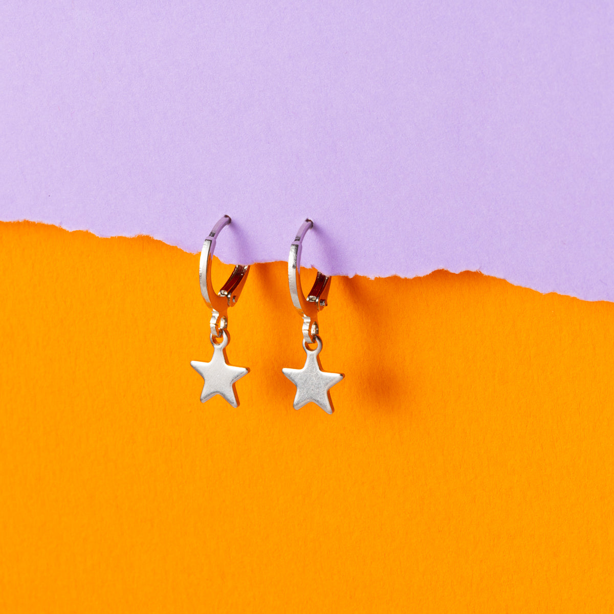 Star Gold Huggie Hoops Silver