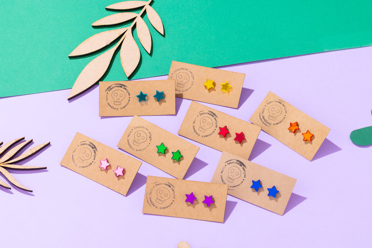 Mirrored Star Stud Earrings