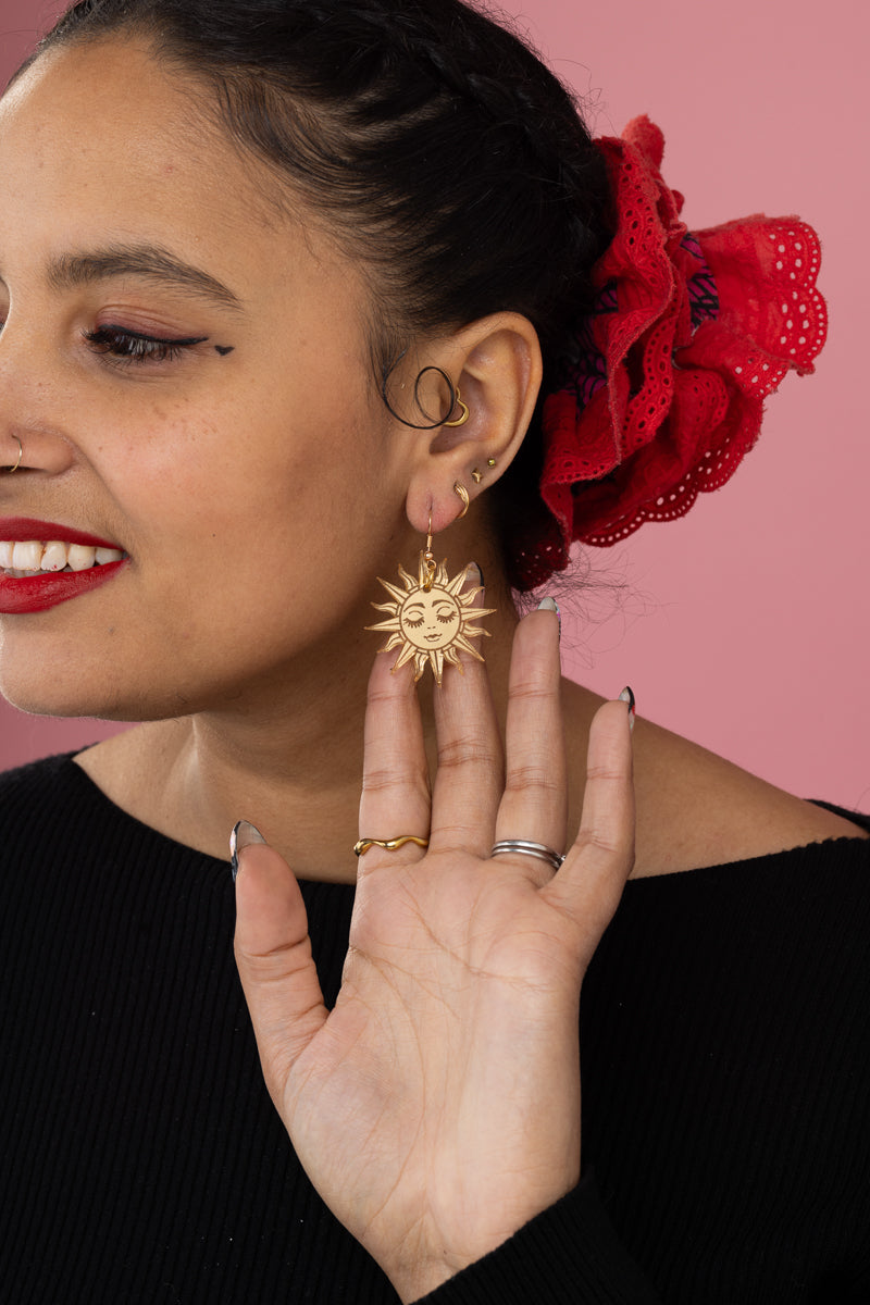 Sun face Acrylic Earrings