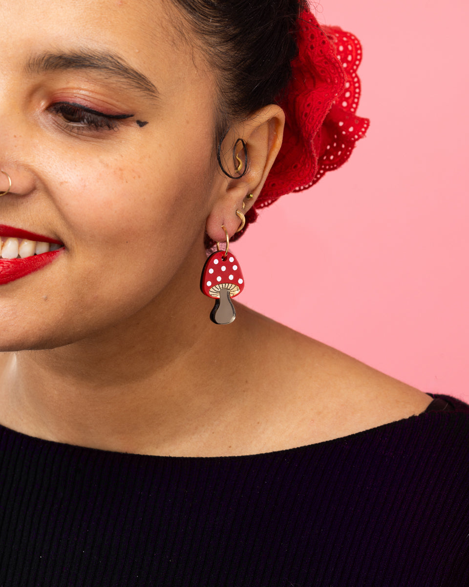 Toadstool mushroom earrings