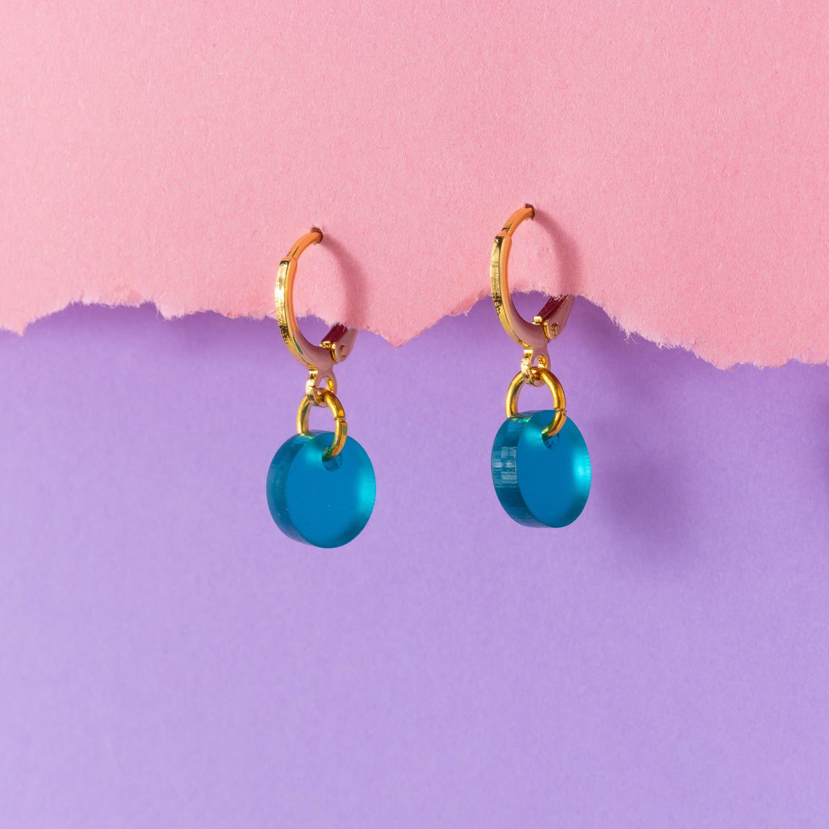 Colour Pop Acrylic Gold Huggie Hoops