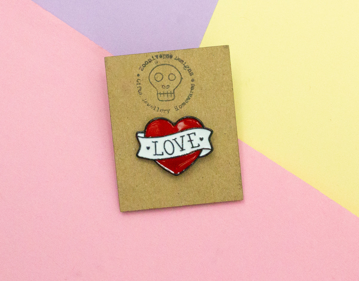 Vintage Love Heart Tattoo Pin