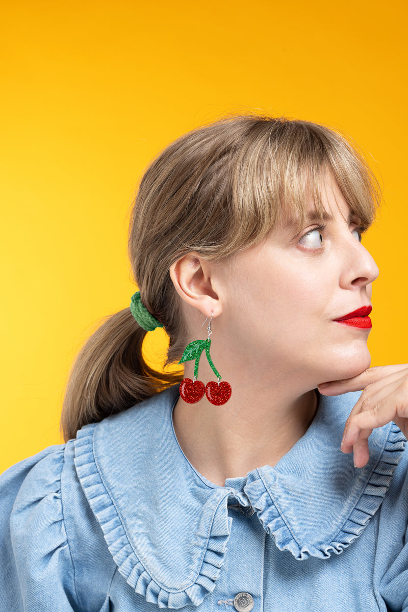 Cherry Glitter Earrings
