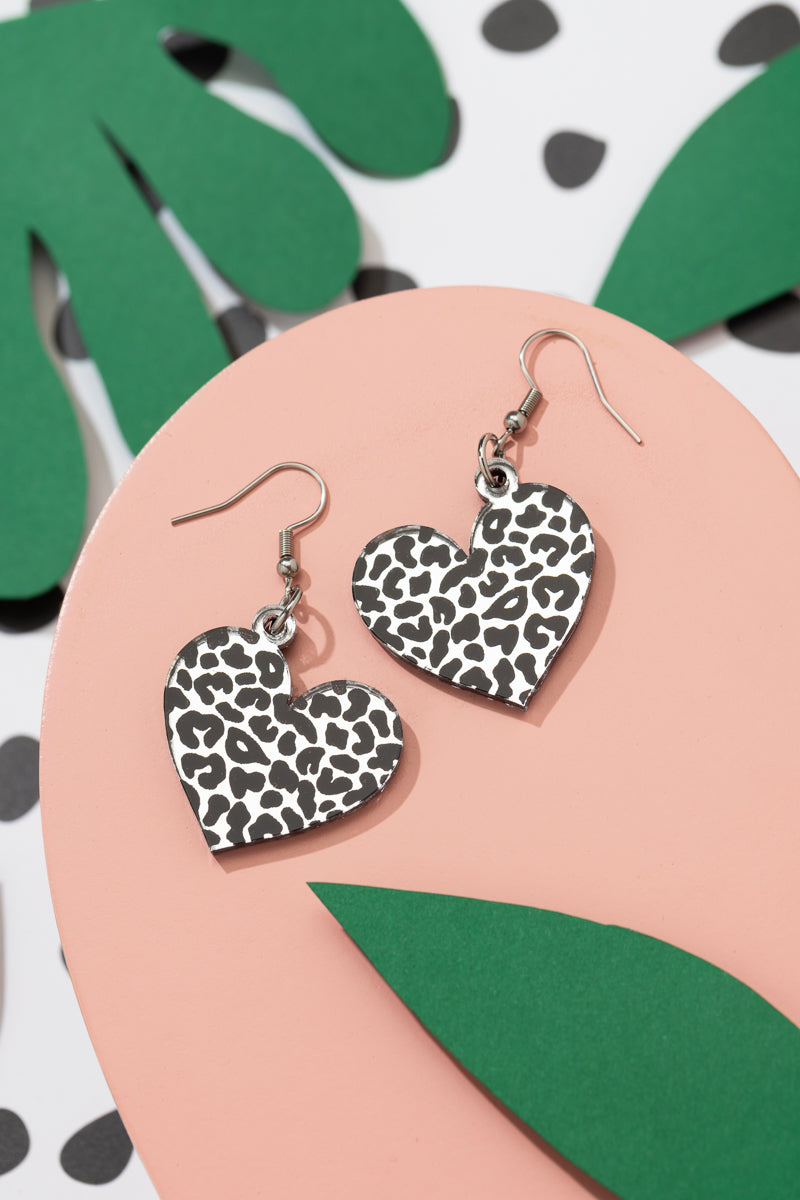 Animal Print Heart Earrings