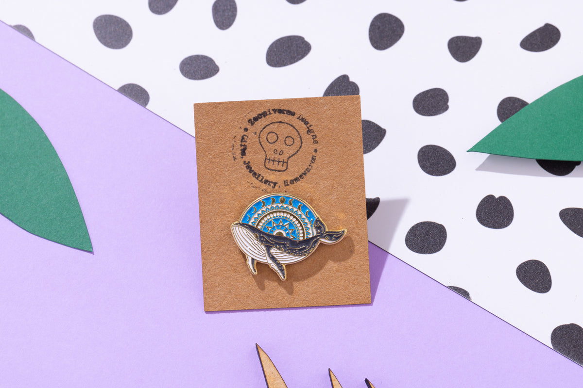 Whale with Sun Enamel Pin