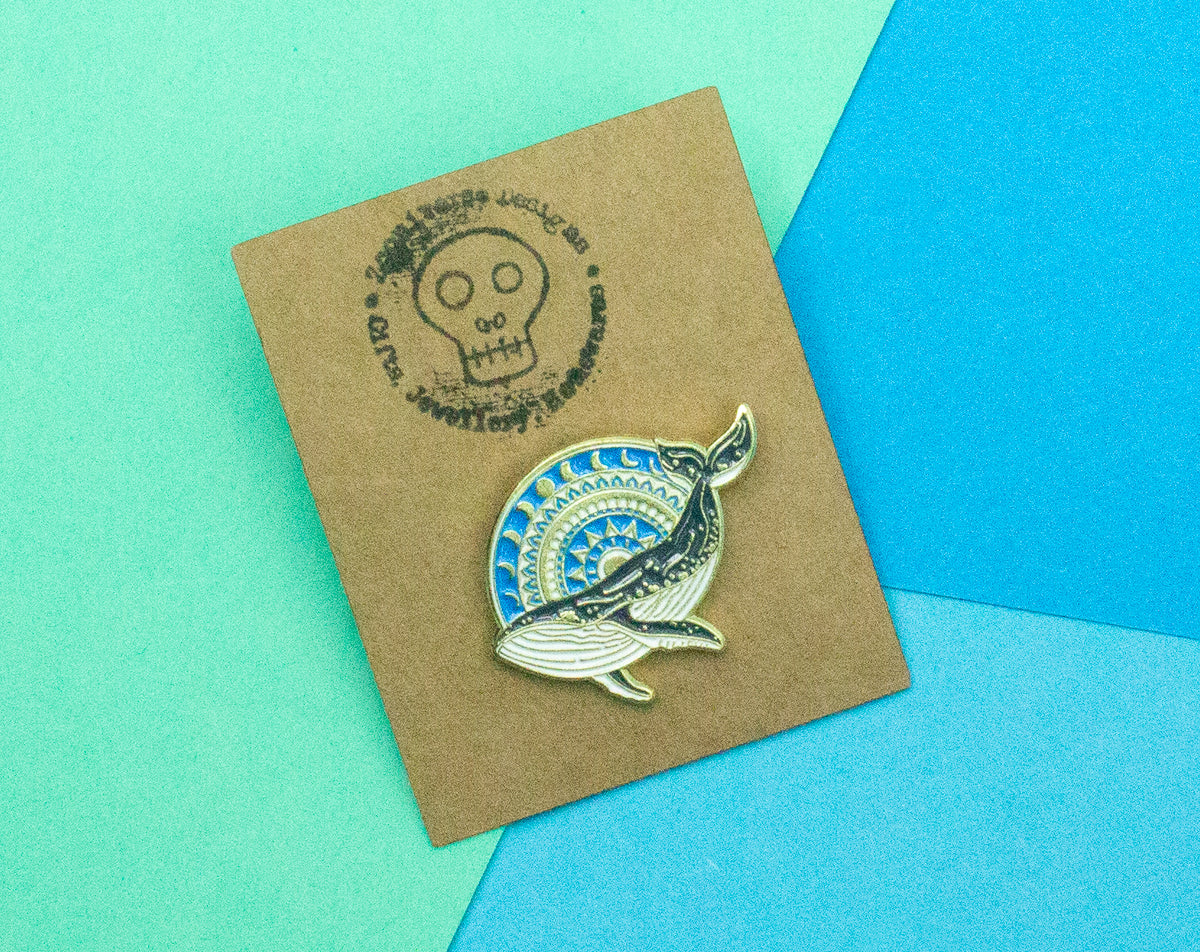 Whale with Sun Enamel Pin