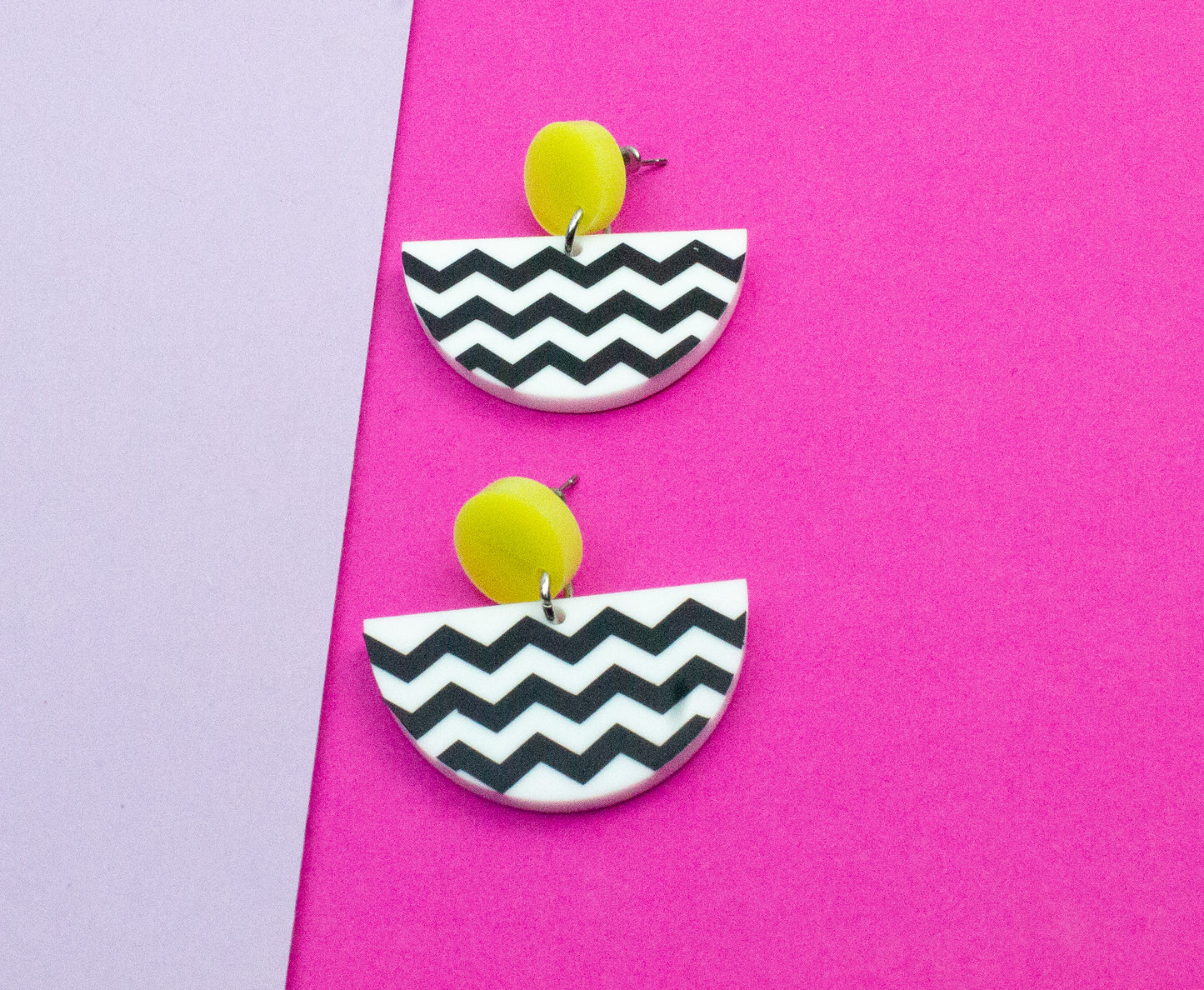 Patterned Geometric Earrings Yellow
