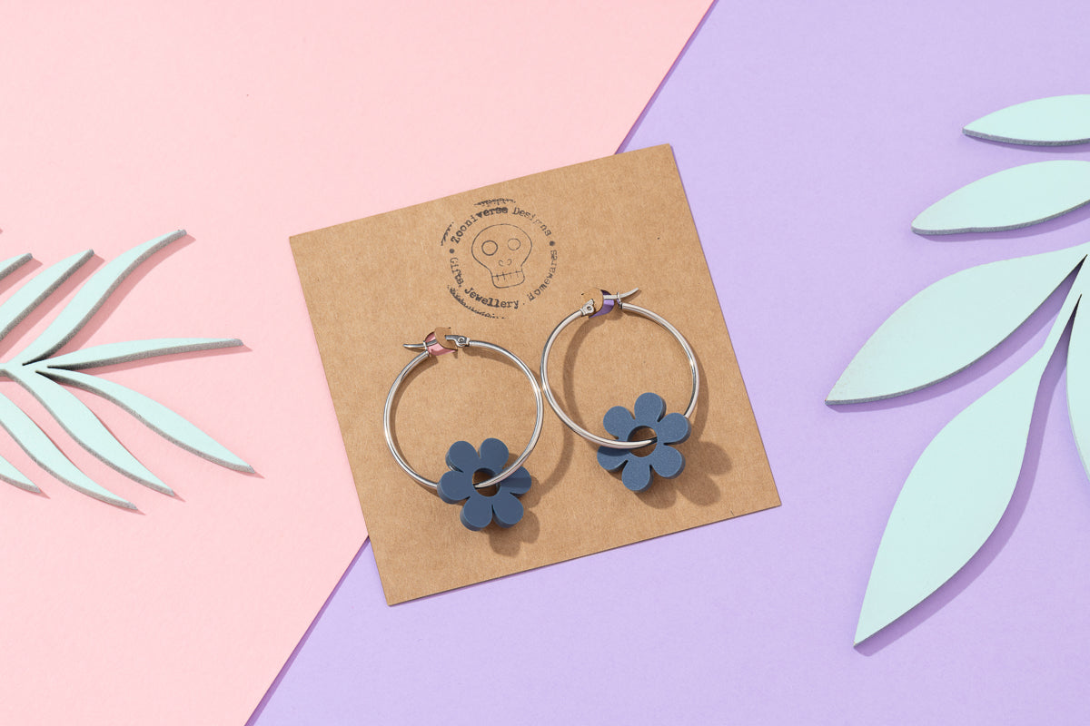 Flower Hoops Silver