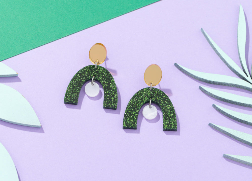 Arch Dangle Glitter Earrings