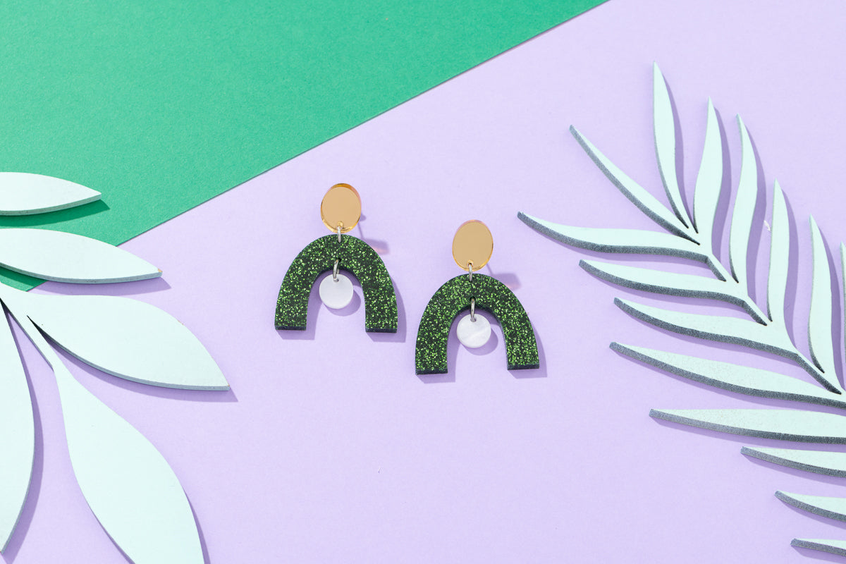 Arch Dangle Glitter Earrings