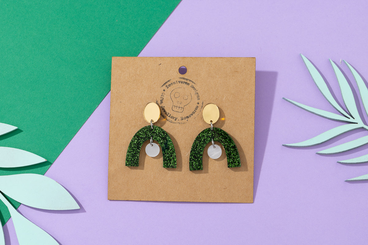 Arch Dangle Glitter Earrings