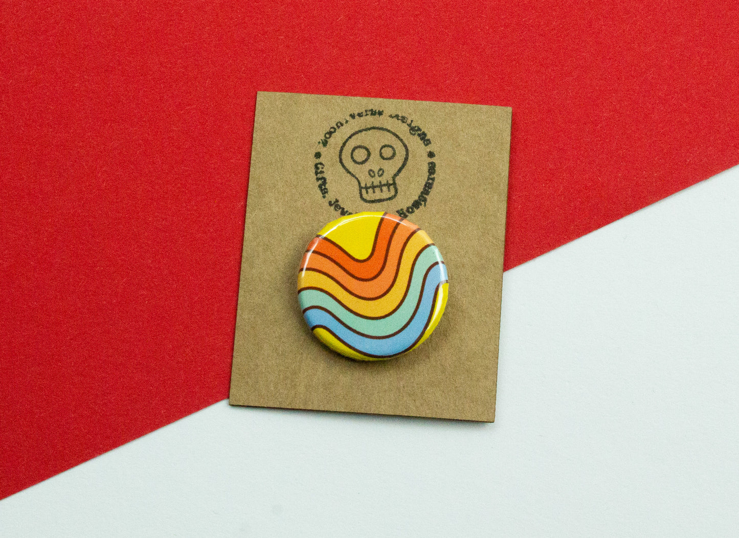 Wavy Rainbow 25mm Button Badge