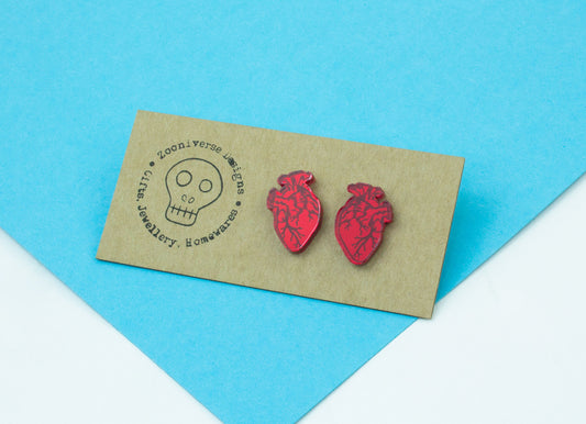 Anatomical Stud Red Acrylic Earrings